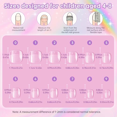 Krofaue Kids Fake Nails - Squared Half Matte Acrylic Nail Tips - color: 240 PCS Half Matte Squared Oval Kids Nail Tips