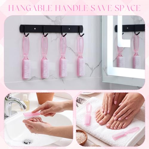 Patelai 15 Pieces Nail Brush Handle Grip for Fingernail Toe Scrub Cleaning - color: Pink