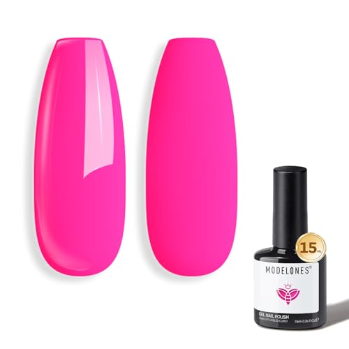 modelones Hot Pink Gel Nail Polish Soak Off UV/LED Gel Polish 15ML - color: A1-Hot Pink Solid