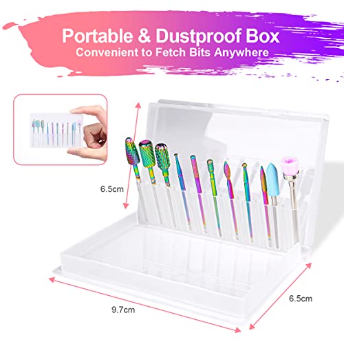 URAQT Nail Drill Bits Set, 11pcs Electric Nail Drill Bits Kit 3/32" Tungsten Carbide Less Dust Nail Bits, Cuticle Polishing Bits for Acrylic Gel Nails, Electric Nail Files Manicure Pedicure Drill Tool - color: A-11pcs