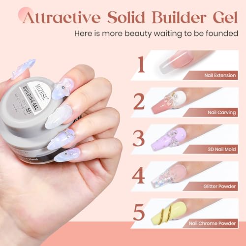 MIZHSE Clear Solid Builder Gel For Nails, 30g Non-Sticky Nail Extension Hard Builder Gel, Nail Strengthen 3D Sculpting Nail Art for Carving Modeling Soak Off Manicure Home - color: 30g Clear