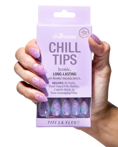 Chillhouse - Chill Tips, Press on Nails Kit - Fifi La Fleur (Almond) - 30 Nail Shapes & Sizes - Up to 2 Weeks of Wear - Customizable Fit - Reusable - Latina Founded & Women Owned - Beauty & Self Care - color: Fifi La Fleur