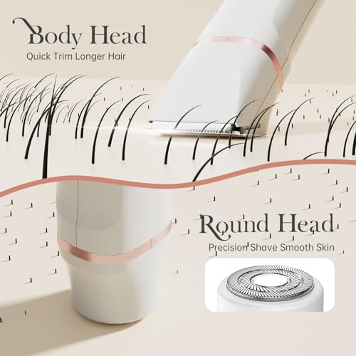 Risina 2-in-1 Bikini Trimmer for Women, Pubic Hair Trimmer, Face Shaver - color: White