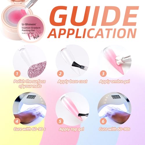 Cushion Gradient Painting Gel Kit, Black Ombre Nails Aura Nails - color: Black Set