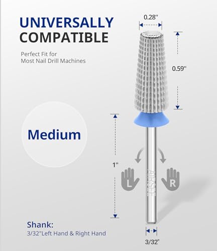 AIRSEE Tungsten Carbide 5 in 1 Nail Drill Bit,Silver Medium-M+F+XF - color: Silver, size: Medium-M+F+XF