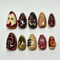30pcs Fall Fake Nails Autumn Mushroom Fruit Press on Acrylic Nails - color: Halloween Press on Nails 23