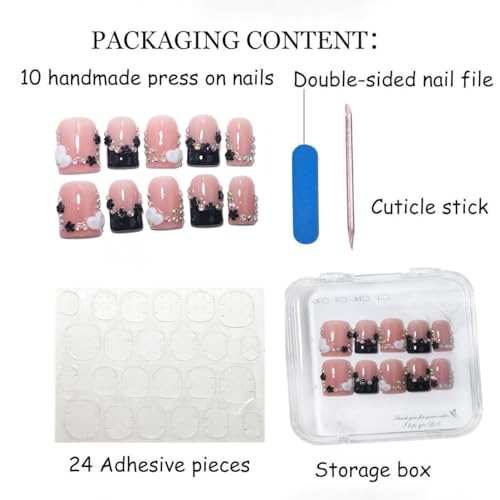 Handmade Short Square French Press On Nails | Reusable&Salon Quality-O905,L - color: O905, size: L