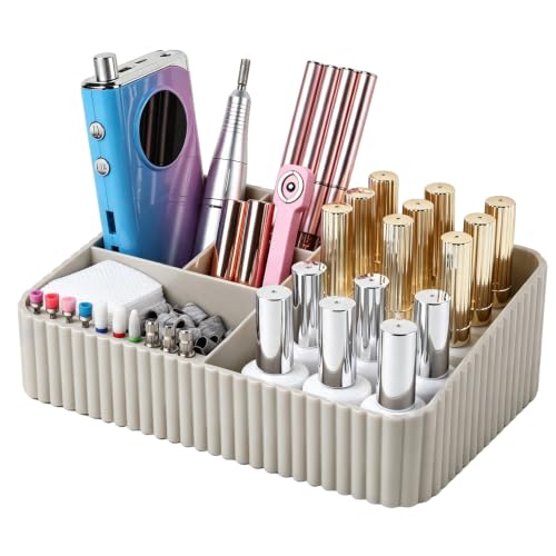 Nail Drill Holder, 10 Holes Nail Drill Machine & Bits Storage Box - color: Grey