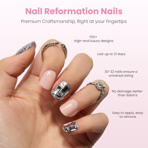 Nail Reformation Press On Nails, Disco Ball | Short Square 15 Sizes 30 Pcs - color: Disco Ball