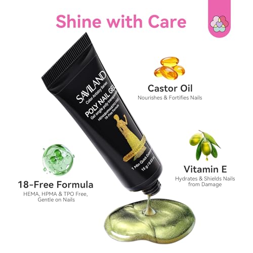 Saviland Hema-Free Poly Gel, 6 Colors Cat Magnetic Eye for Starter Nail DIY - color: 06- 6 Chameleon Colors Glitter