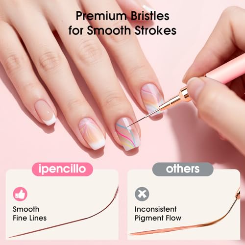 Nail Art Brushes, Nail Art Liner Brushes Set, 6Pcs Nail Brushes - color: Pink