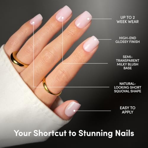 Glamnetic Press On Nails - Short Squoval, Glossy Fake Nails 30 Pc Full Kit - color: 1C - Soft Girl