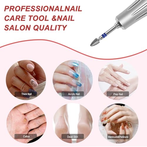Diamond Nail Drill Bits Pro Cuticle Drill Bit Nail Buffer Bit Russian Electric Bits for Under Nail Dead Skin Cleaning Cuticle Remove Nail Art Design Manicure and Pedicure (Medium) - size: 0.28x0.14in Medium
