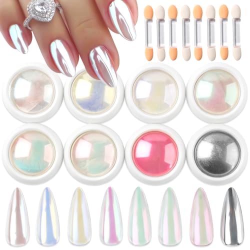 8 Jars Mermaid Pearl Chrome Powder for Nails - color: F-335 Set