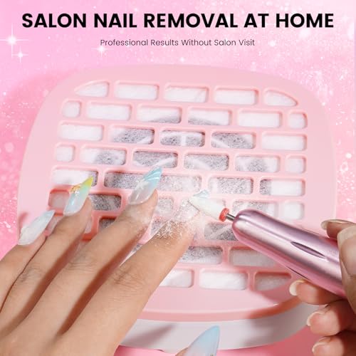 Nail Drill Kit with Mini Dust Collector and Pink Storage Bag for Beginners - color: Pink