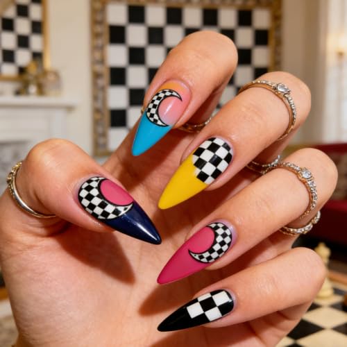 6 Sheets Nail Stamping Plate Minimalist Nail Art Stamp - color: Checkerboard