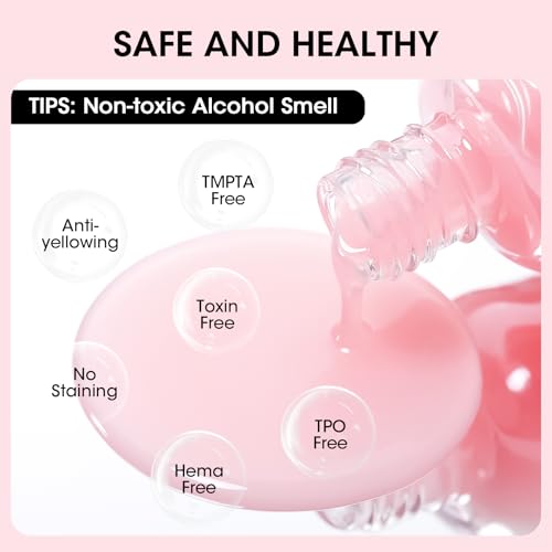GELLEN Clear Nail Polish Ridge Filling Base Coat, No Light Needed,HEMA Free - color: Clear Pink Tint