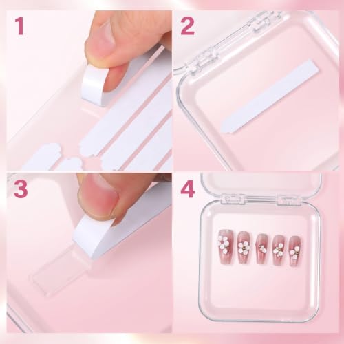 16 Sheets Double Sided Nail Tape for Nail Art, Jelly Nails Adhesive Strips