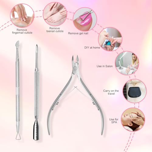 Makartt 3-Pack Silver Cuticle Nipper Set, Pusher & Nail Trimmer - size: Silver-3pcs