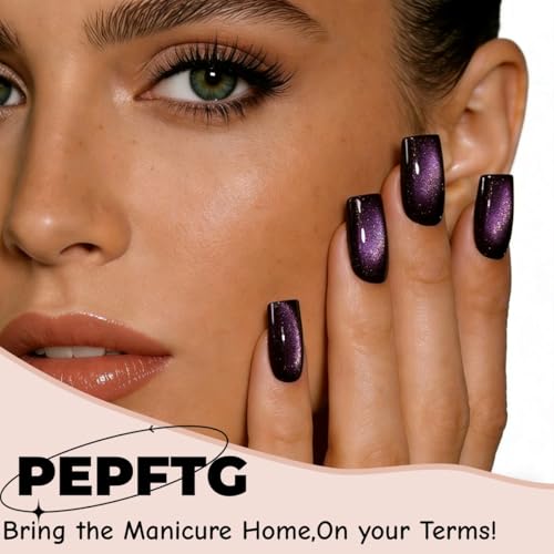 Green Press on Nails Short Square Fake Nails Cat Eye Designs Stick on Nails Glitter False Nails Bling Glossy Acrylic Glue on Nails for Women Manicure 30Pcs - color: Style-16