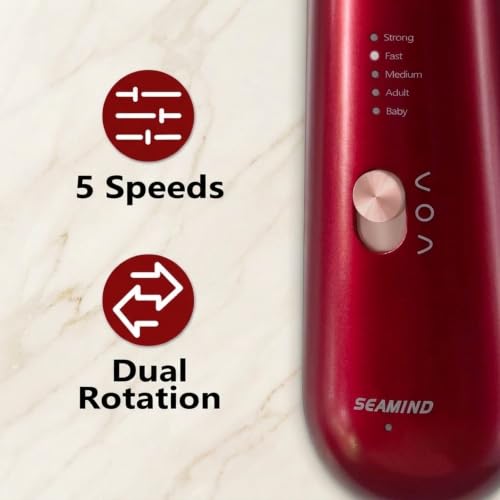 SEAMIND 5-in-1 Electric Nail File Kit, Cordless Manicure Pedicure Set, Red