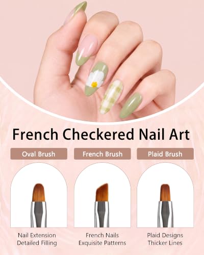 6 Nail Art Brushes with Dotting Tools and 5 Liner Brushes for Nails Detail - color: APink