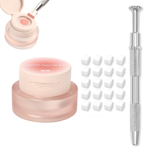 NovaCharm Nail Art Ombre Sponge Kit, Elastic Mesh Cushion Painting Gel with Dual-Ended Sponge Grabber Pen and 20 Replacement Sponge Cubes, Gradient Aura Blush Nail Design Tool Set - color: Pink