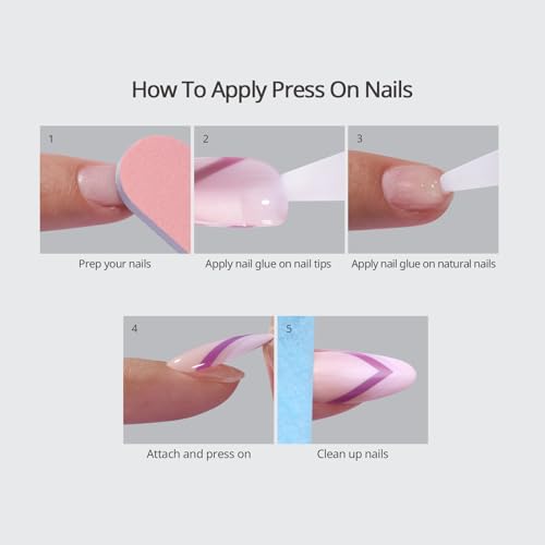BTArtbox Press On Nails, Short Square Purple Fake Nails, 32Pcs Full Kit - color: A2-Glass Ocean