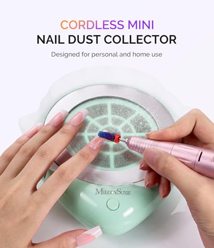 MelodySusie Cordless Mini Nail Dust Collector PProR for Mobile Techs Gel - color: Green Cordelss