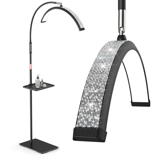 Mznoo Lash Light, 23IN Bling Diamond Half Moon Light with Tool Tray, Black - color: Black