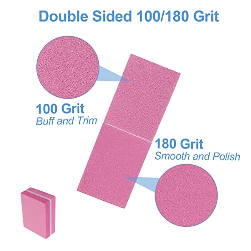 Nail Buffers (50 Pack), Mini Buffer Block Nail File for Acrylic Nails and Natural Nails, 100/180 Grit Nail Buffer Block Bulk Buffing Blocks for Nail Buff Professional Manicure File Blocks Set Pink - size: 50 Pcs Mini 100/180 Grit Pink/White