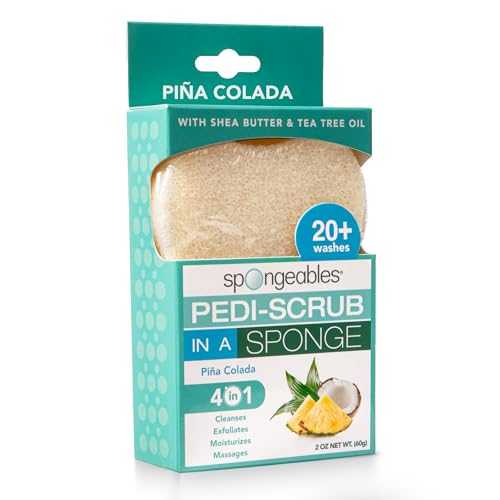 Spongables Pedi Scrub Foot Exfoliating 20+ Wash Sponge, Pina Colada, 1 Count - color: Pina Colada, size: 1 Count (Pack of 1)