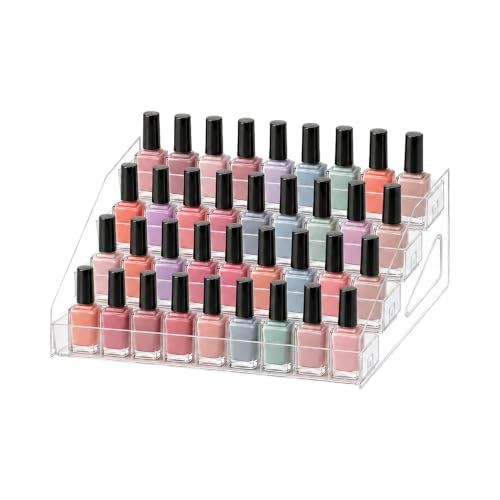 4-Tier Nail Polish Organizer, Clear PET Tabletop Display Rack - color: Clear - 4 Tier