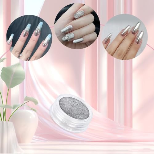 Artdone 8 Jars Chrome Nail Powder Dip Magic White Pearl Kit Silver Mirror - color: 8 Colors Pearl Chrome