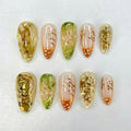30pcs Fall Press on Nails Thanksgiving Acrylic Fake Nails Floral Design - color: Halloween Press on Nails 18