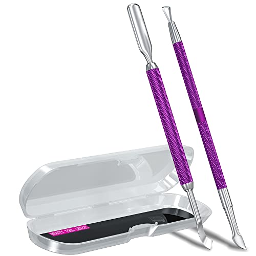 2PCS Deep Purple Cuticle Pusher Tool and Scraper Nail Pusher - color: Deep Purple