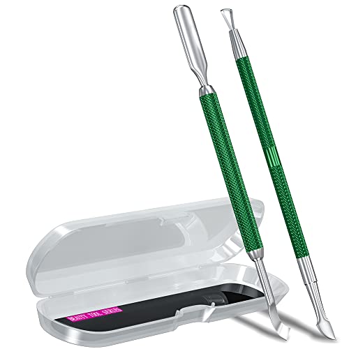 2PCS Dark Green Cuticle Pusher Tool and Scraper Nail Pusher - color: Dark Green