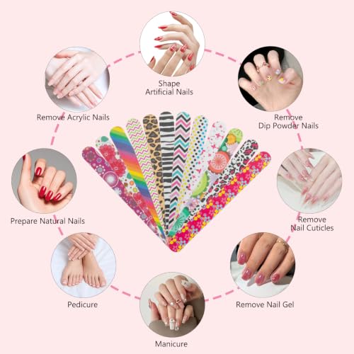 24PCS Nail File, Colorful Emery Board 180 Grit Professional Nail File