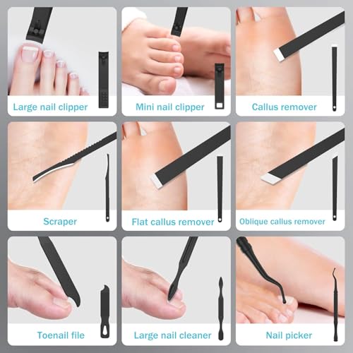 Tseoa Manicure, Pedicure Kit, Nail Clippers, Professional Grooming Kit, Nail Tools (BROWN26PCS) - color: Brown 26pcs