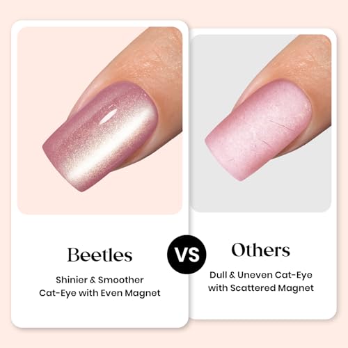 Beetles Cat Eye Nails Kit - 7 Colors Medium Almond Press On Nails, 224 Pcs - color: D - Midnight CatEye - M
