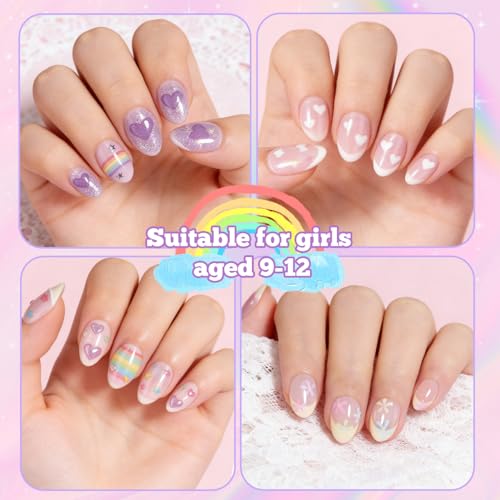 Krofaue Kids Nail Tips, Half Matte Flexible Gel Pre-Shaped Fake Nails - color: 240 PCS Half Matte Almond Kids Nail Tips