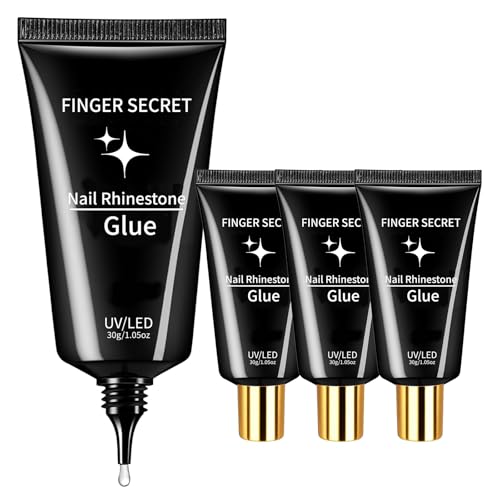 Rhinestone Glue for 3D Gel Nail Art & Nail Charms - Strong Hold Nail Glue (4 Pack, 120g Total) - color: C-30g*4 Rhinestone Glue