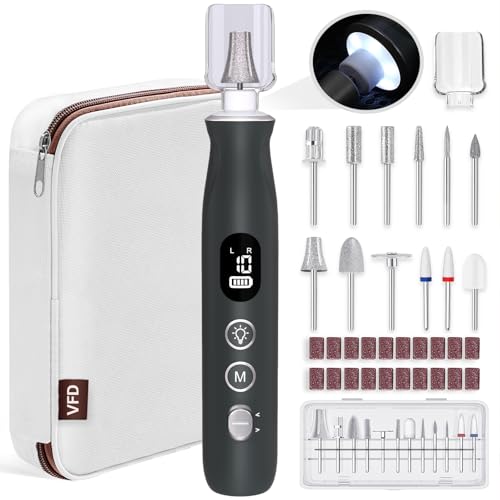 Electric Nail Drill Cordless 2000 mAh Rechargeable Portable Nail File Drill - color: Grey 2
