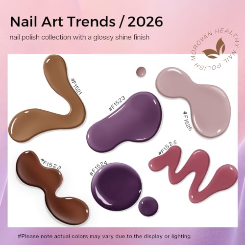Morovan Nail Polish Set Purple: Brown Pink Fall Winter Fingernail Gift Kit - color: Winter Brown Purple