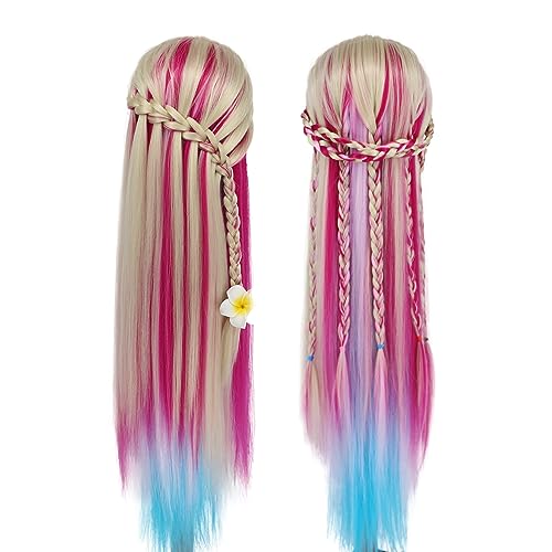 Eumos Mannequin Head with Hair, 29'' Training Head for Braiding - color: Colorful