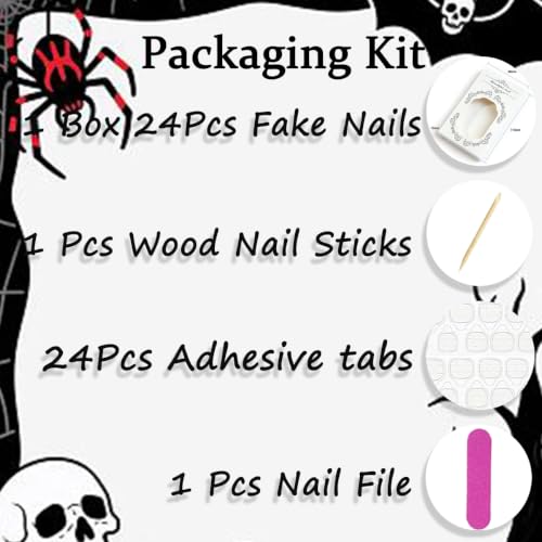 Gothic Stiletto Press On Nails Y2K Dark Red Fake Nails 3D Embossed Heart Flower Designs Full Cover Glossy Glue On Nails Goth Acrylic False Nails for Women Punk Halloween Nail Decor 24Pcs - color: special Gothic-17
