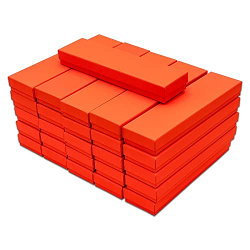 TheDisplayGuys 25 Cardboard Gift Jewelry Boxes w/Paddings #82-8 x 2 x 1 - color: Neon Orange