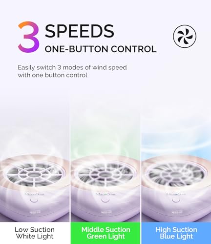 MelodySusie Pocket-Sized Cordless Nail Dust Collector with Lightweight Design, PProR 6000RPM Mini Nail Vacuum Fan with 3 Suction Modes and 30 Disposable Filter Papers for DIY & Daily Nail Care,Purple - color: Purple