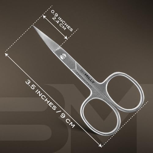 High Carbon Stainless Steel Professional Nail Scissors for Manicure | Razor Sharp Curved Blade Beauty Scissors for Women (Silver) - color: Silver