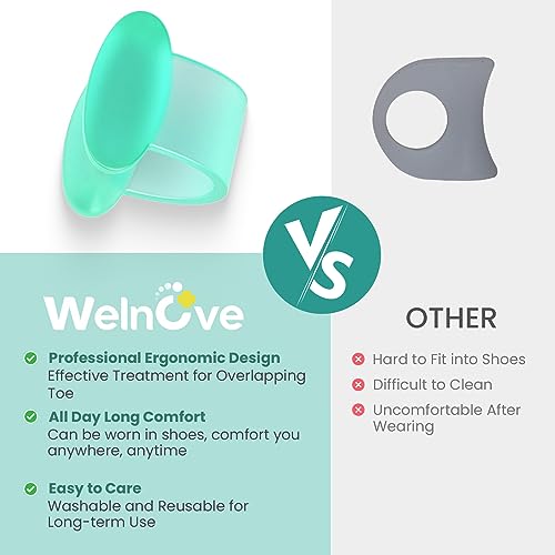 Welnove Gel Toe Separator - 12 Pack Pinky Toe Spacers - FSA/HSA Eligible Little Toe Cushions, Small Toe Sleeves for Preventing Rubbing & Reducing Pressure (Green) - color: Green